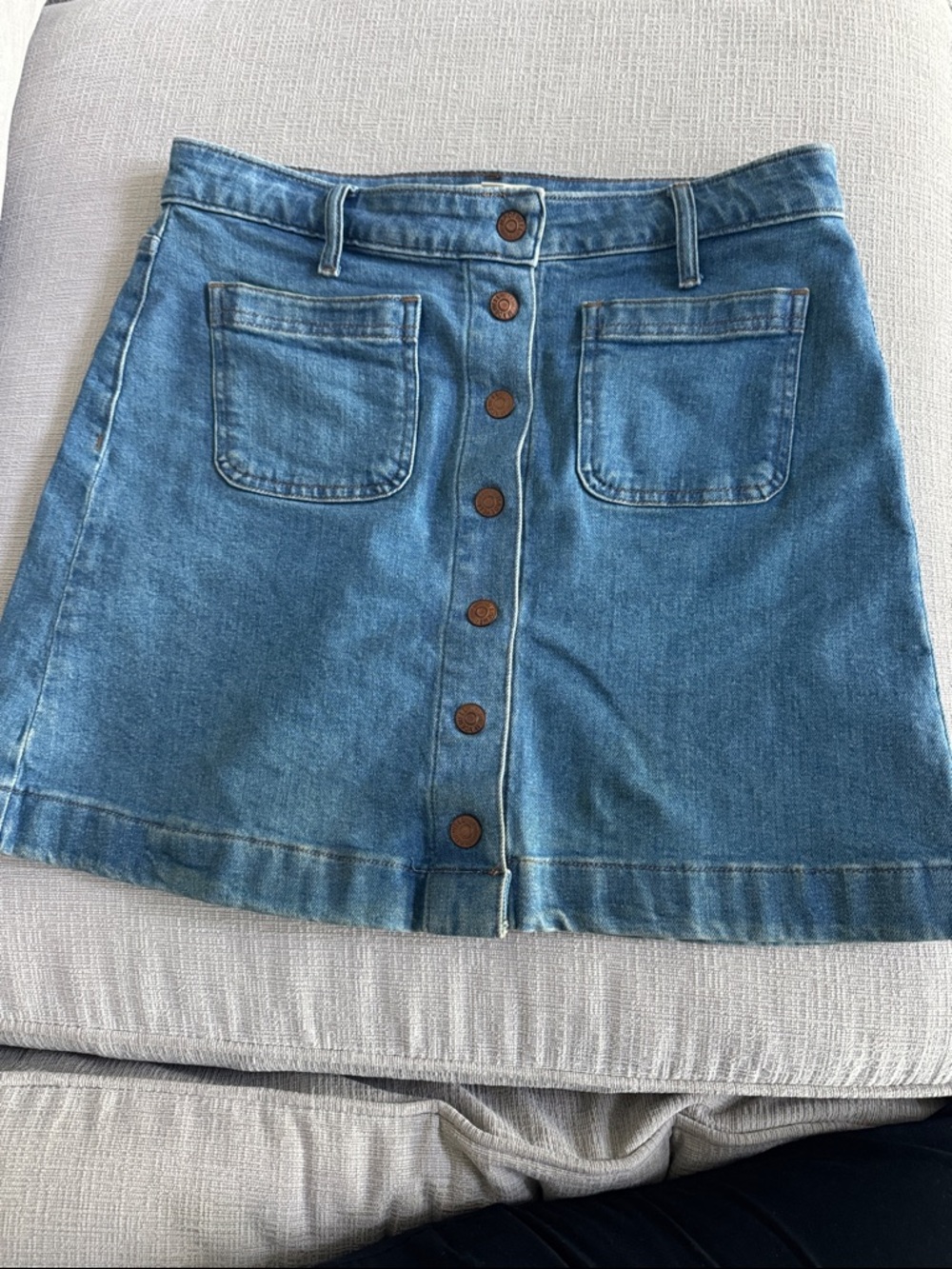 Madewell Button-Front Mini Denim Skirt in Blue-see flaw - Picture 3 of 7